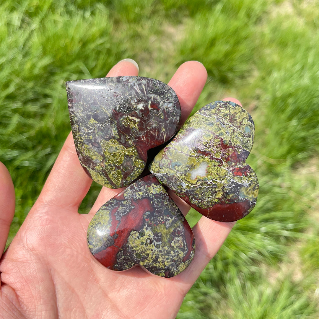 Natural Dragon Blood Stone Crystal Heart