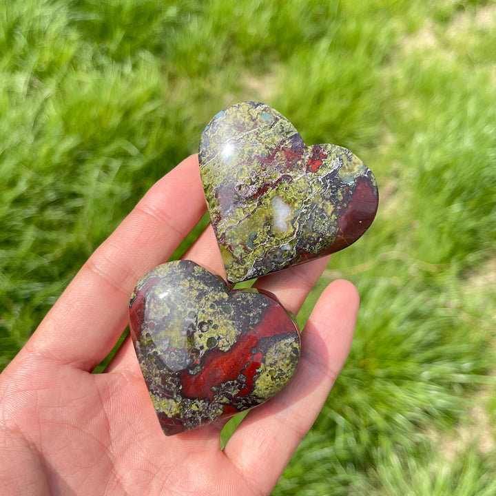 Natural Dragon Blood Stone Crystal Heart