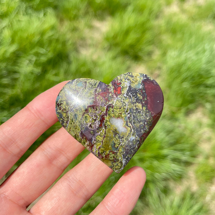 Natural Dragon Blood Stone Crystal Heart