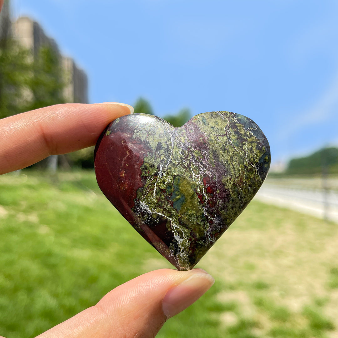 Natural Dragon Blood Stone Crystal Heart