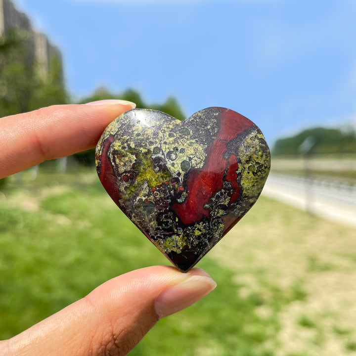 Natural Dragon Blood Stone Crystal Heart