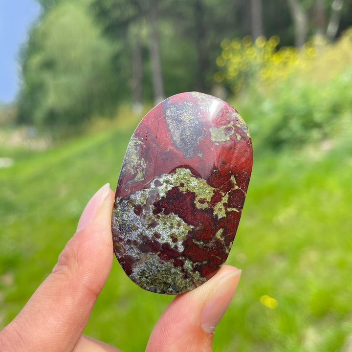 Natural Dragon Blood Stone Palm Stone