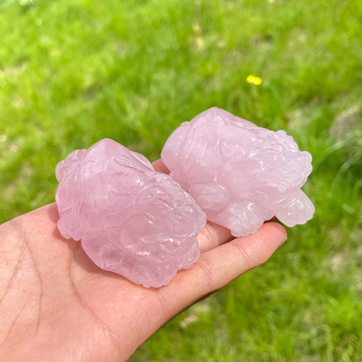 Unique,Natural Rose Quartz Crystal Pixiu Carving