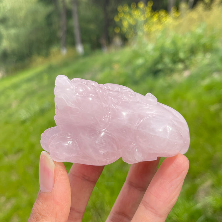 Unique,Natural Rose Quartz Crystal Pixiu Carving