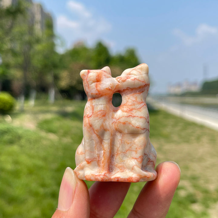 Natural Crystal Couple Cat Carving