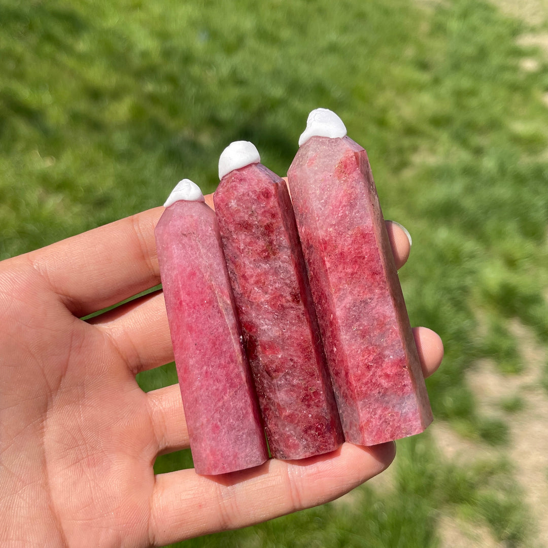 Natural Crystal Rhodonite In Quartz Point