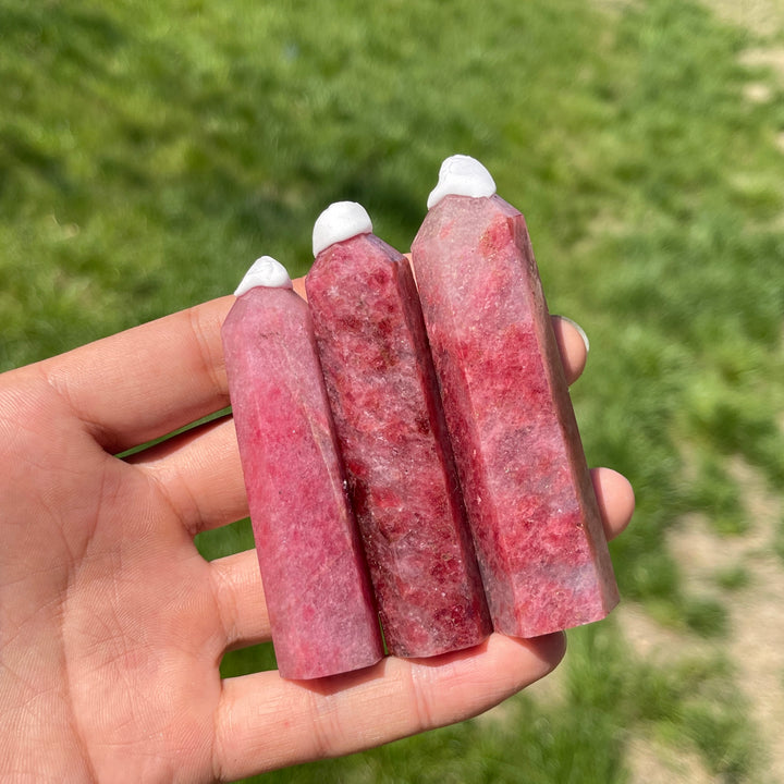 Natural Crystal Rhodonite In Quartz Point