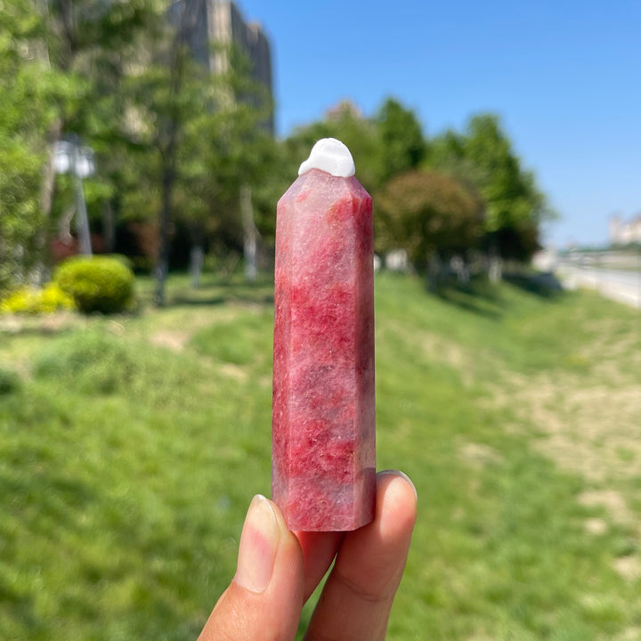 Natural Crystal Rhodonite In Quartz Point