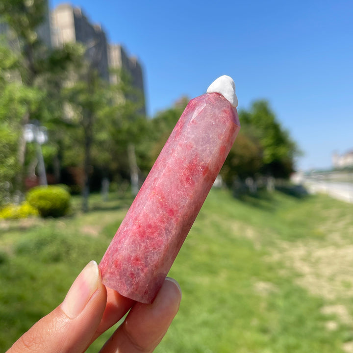 Natural Crystal Rhodonite In Quartz Point