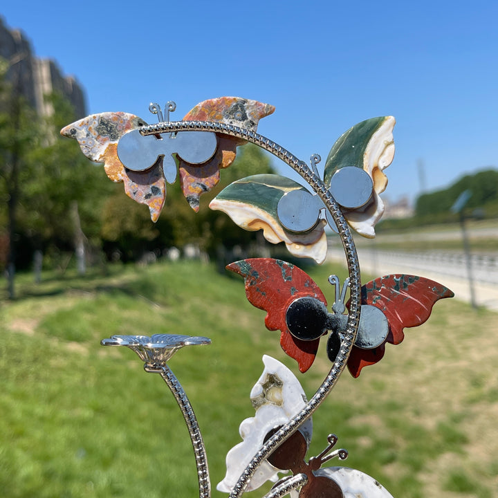 A Slightly Imperfect Natural Crystal Ocean Jasper Butterfly Sphere Stand