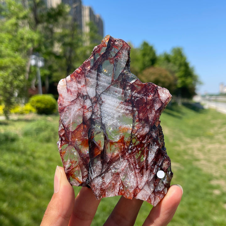 Unique,A Slightly Imperfect Natural Crystal Fire Quartz Slice