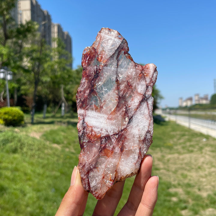 Unique,A Slightly Imperfect Natural Crystal Fire Quartz Slice