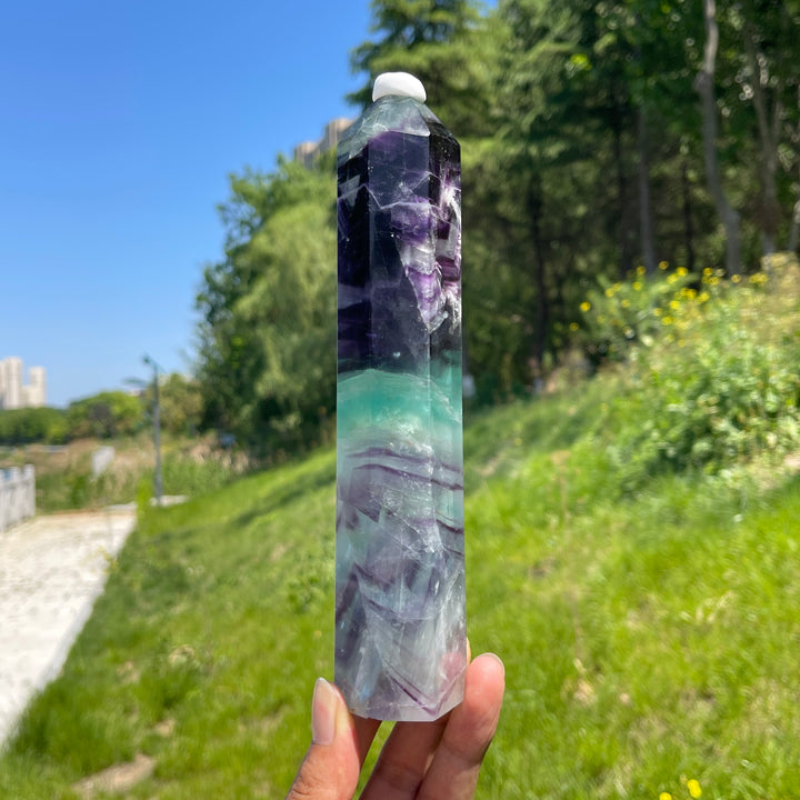 Unique,A Slightly Imperfect Natural Crystal Feather Fluorite Point