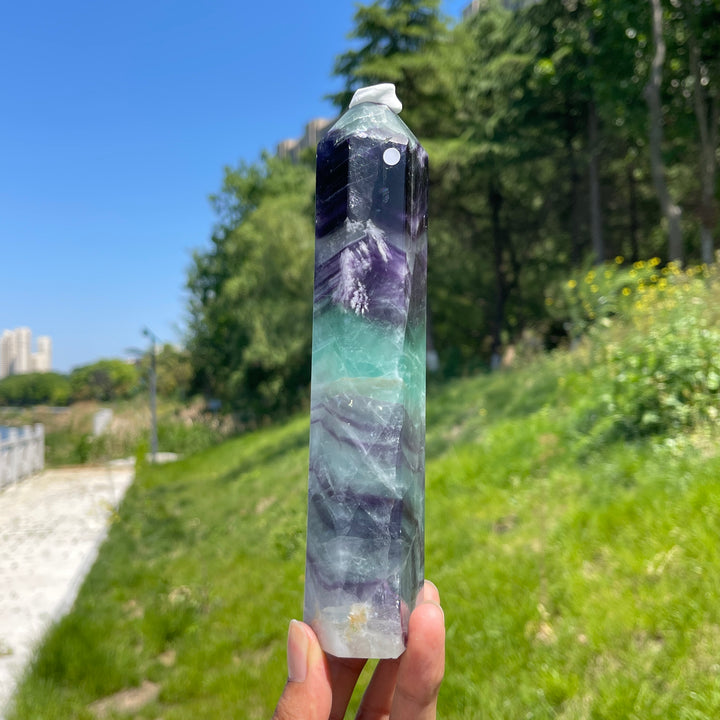 Unique,A Slightly Imperfect Natural Crystal Feather Fluorite Point