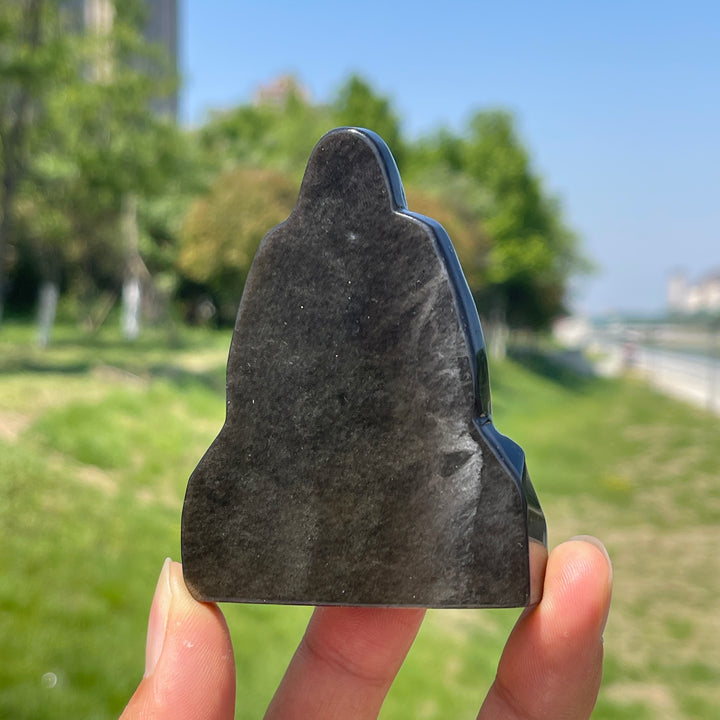 Natural Silver Obsidian Grim Reaper Carving