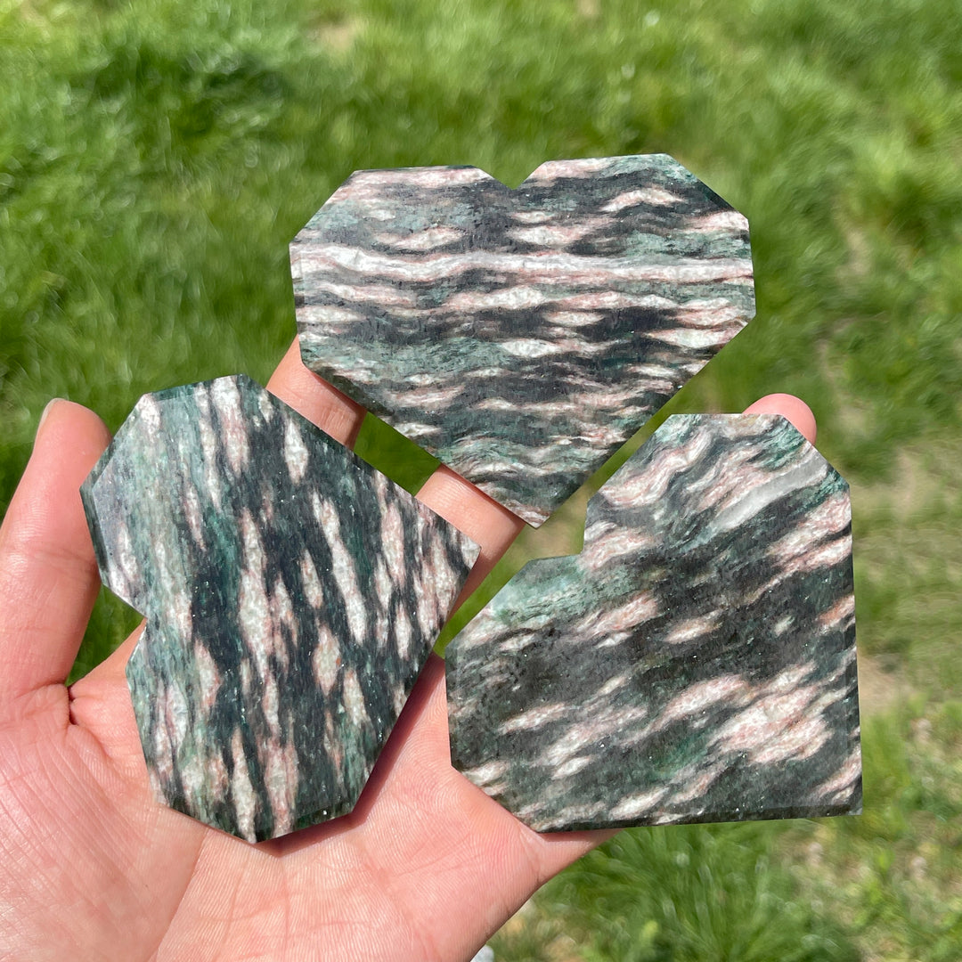 Natural Fuchsite In Quartz Heart