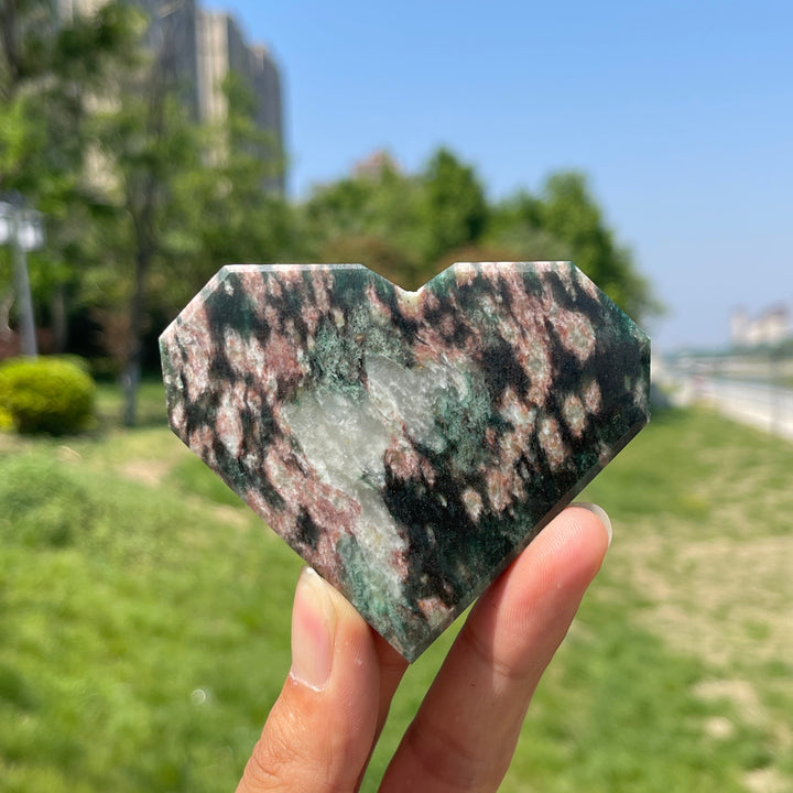 Natural Fuchsite In Quartz Heart