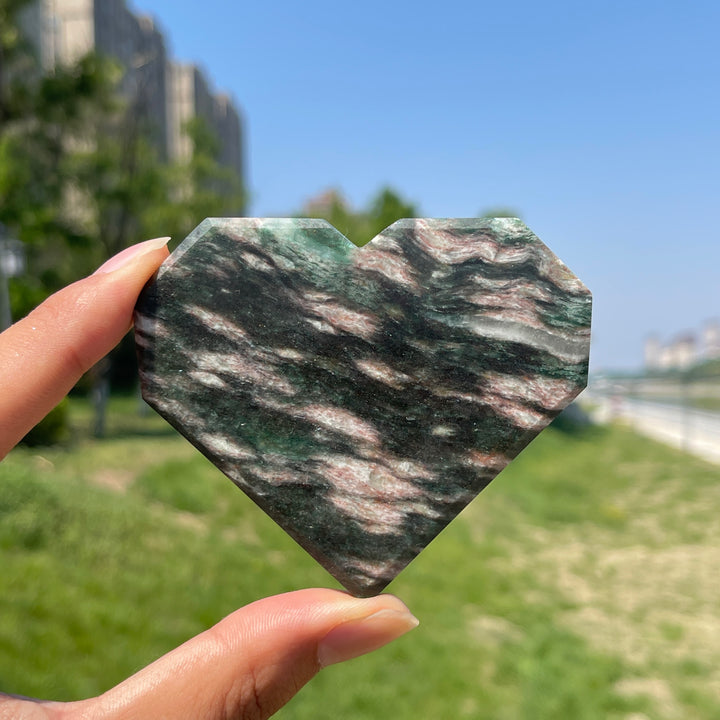 Natural Fuchsite In Quartz Heart