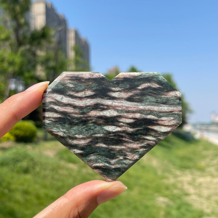 Natural Fuchsite In Quartz Heart