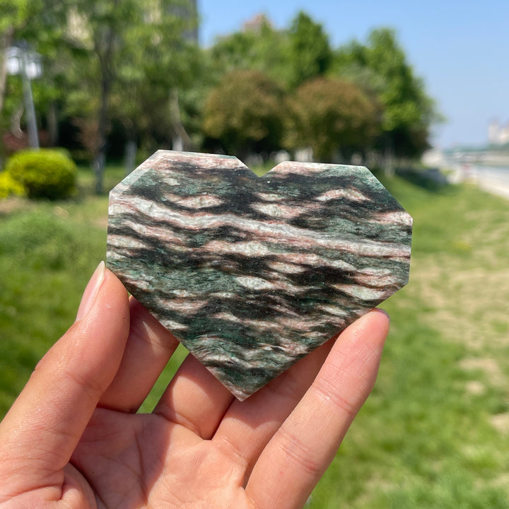 Natural Fuchsite In Quartz Heart