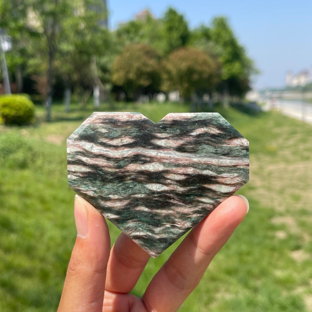 Natural Fuchsite In Quartz Heart