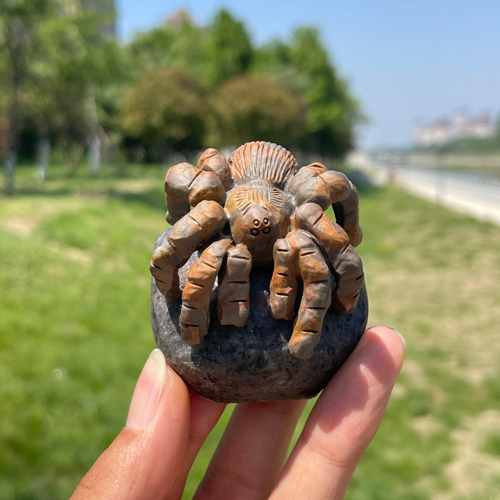 Natural Spider Crystal Carving