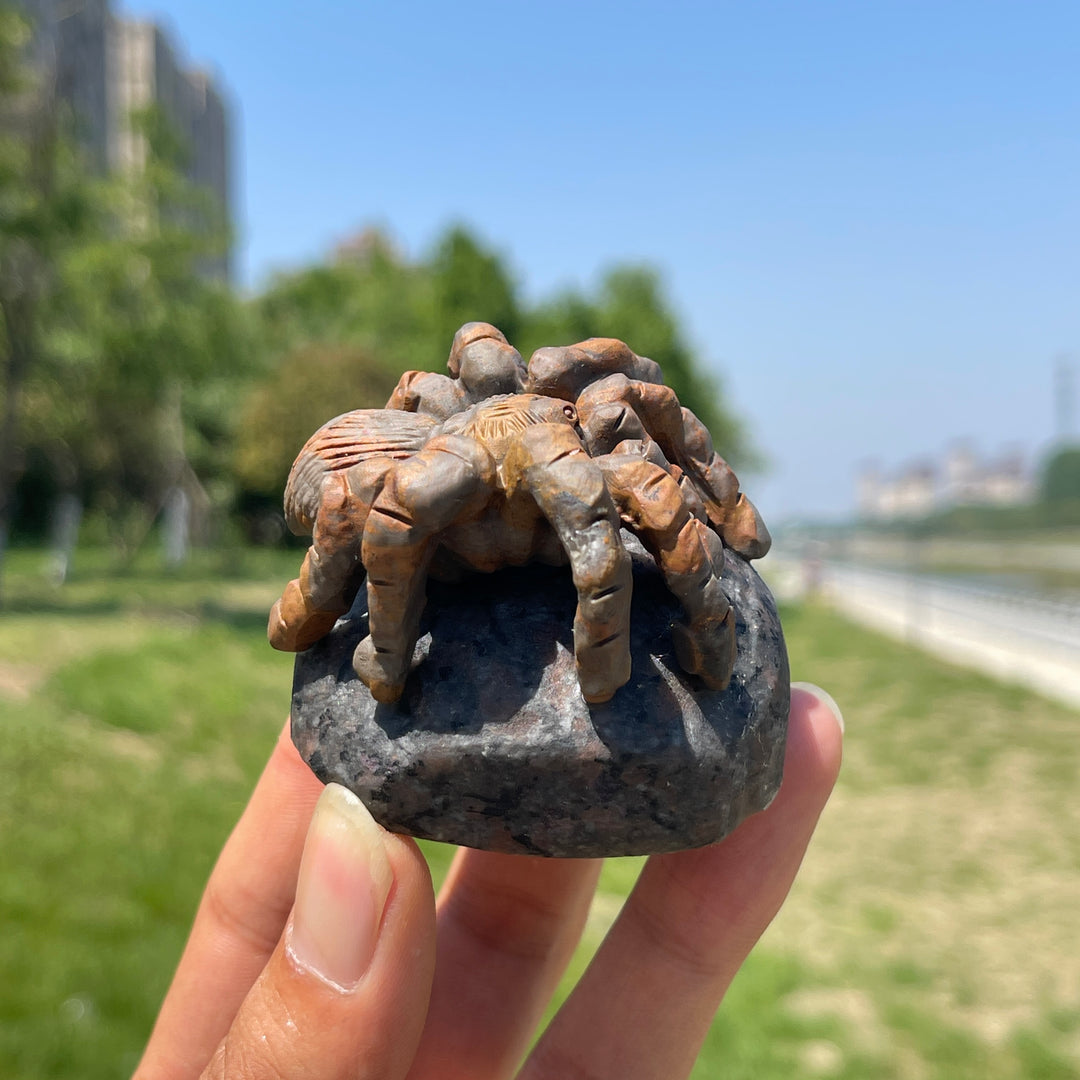 Natural Spider Crystal Carving