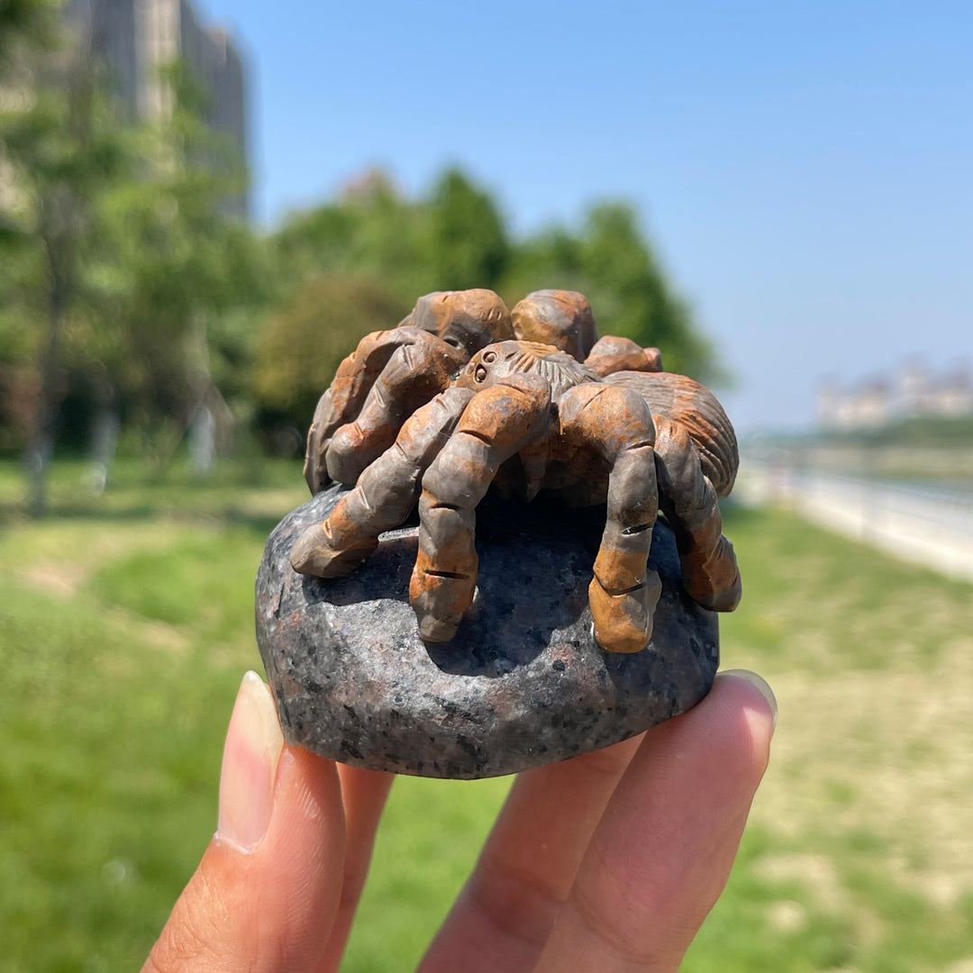 Natural Spider Crystal Carving
