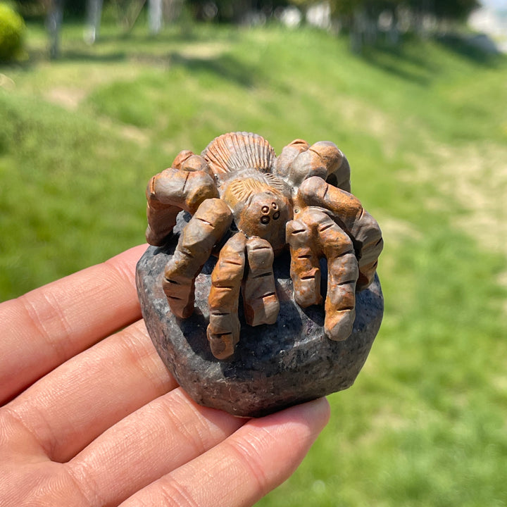 Natural Spider Crystal Carving