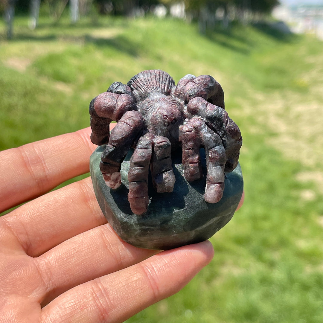 Natural Spider Crystal Carving