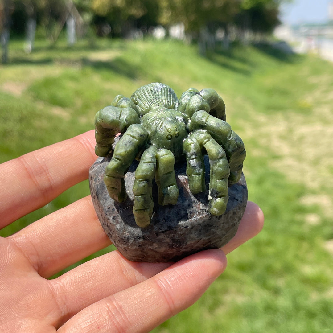 Natural Spider Crystal Carving