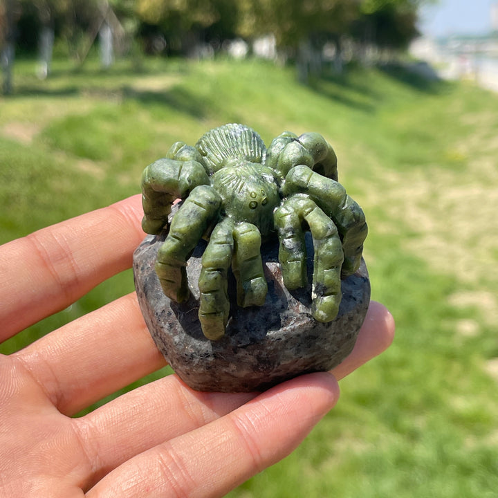 Natural Spider Crystal Carving