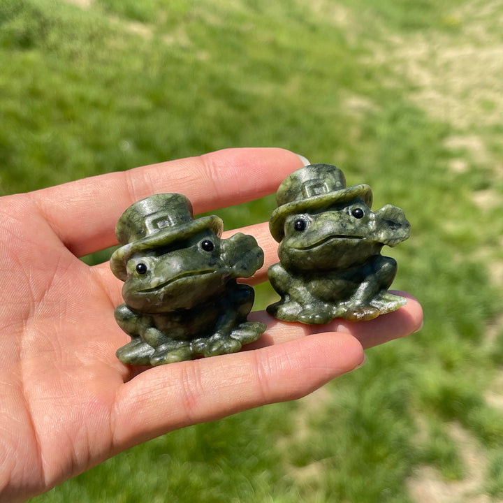 Natural Serpentine Flower-Frog Carving