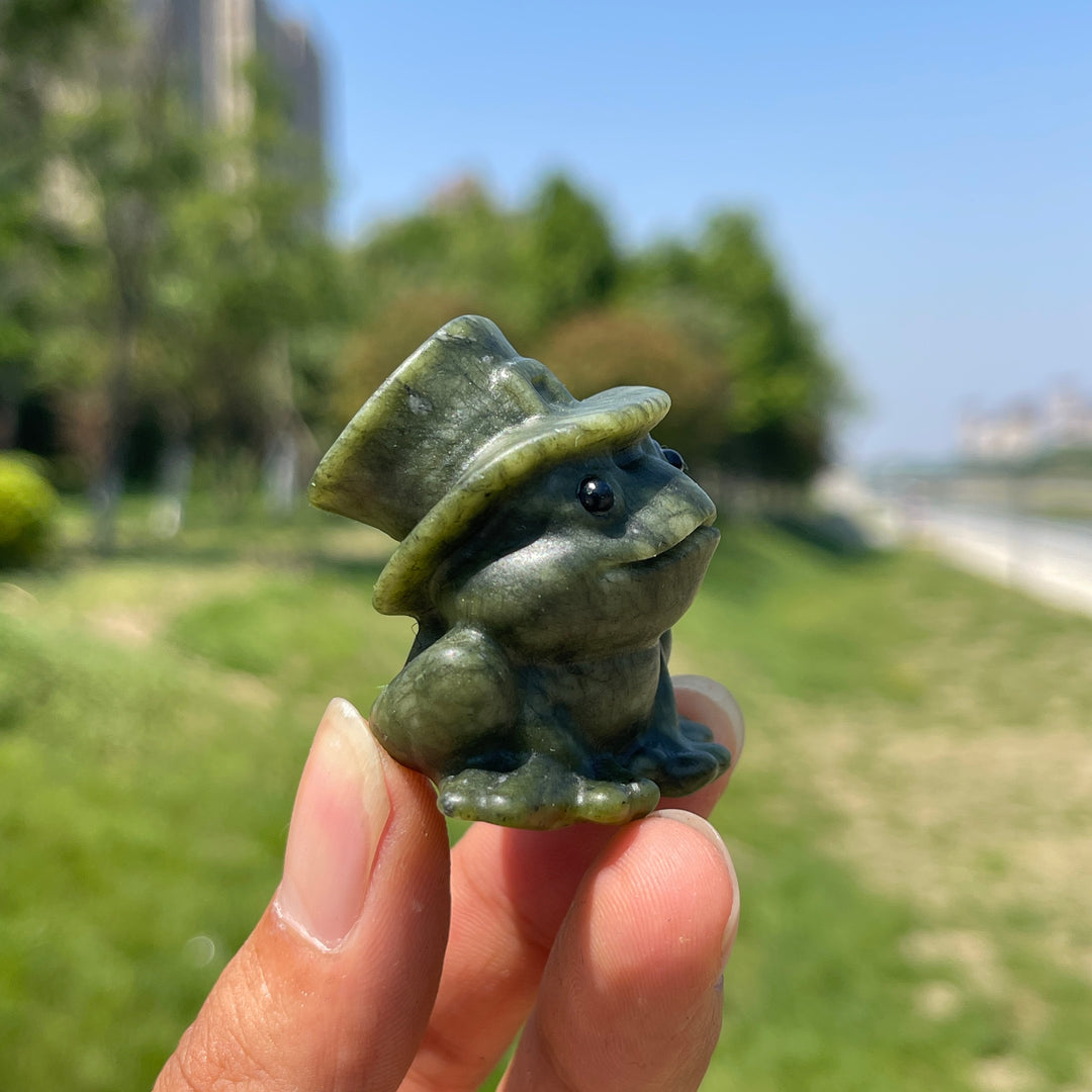 Natural Serpentine Flower-Frog Carving