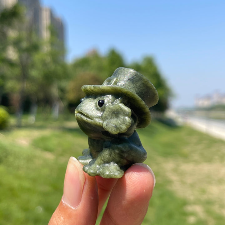 Natural Serpentine Flower-Frog Carving