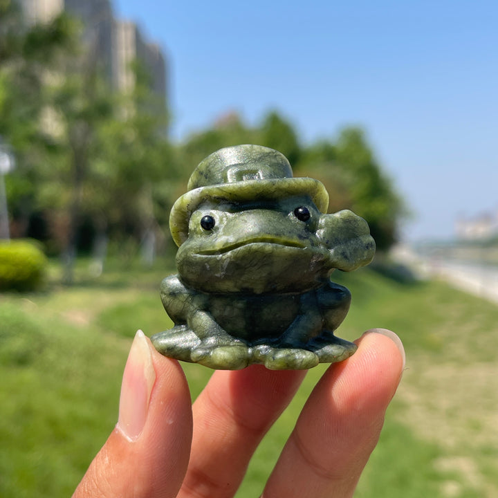 Natural Serpentine Flower-Frog Carving