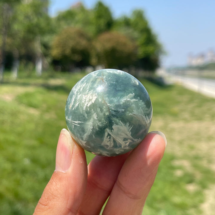 Natural Crystal Ethereal Feather Fluorite Sphere