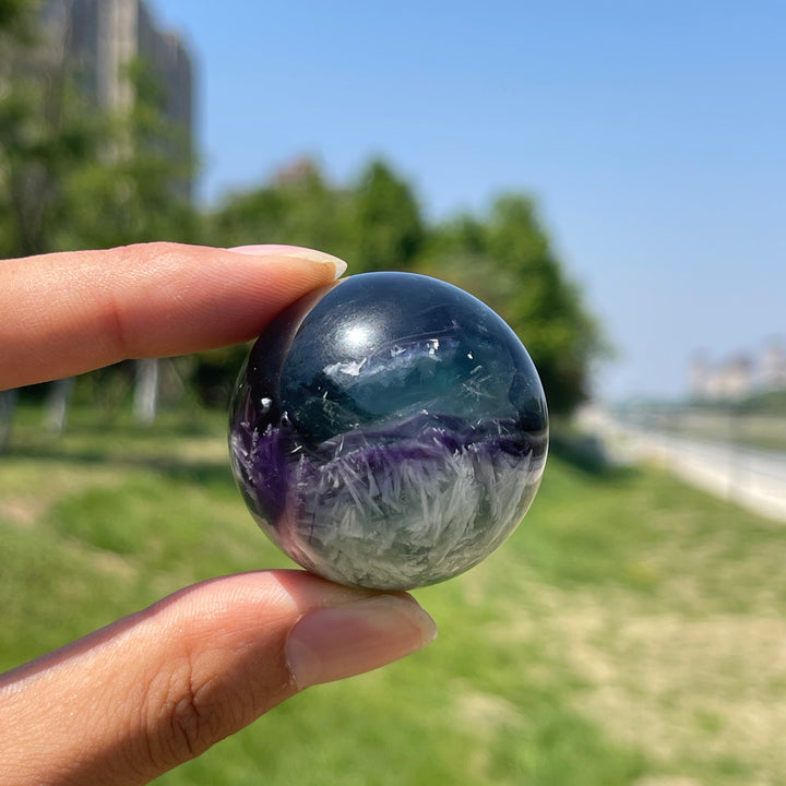 Natural Crystal Ethereal Feather Fluorite Sphere