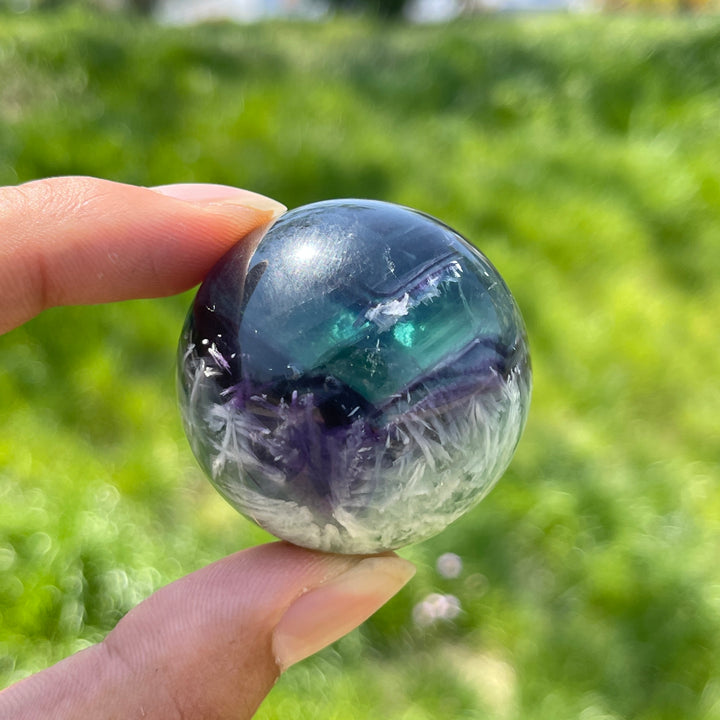 Natural Crystal Ethereal Feather Fluorite Sphere