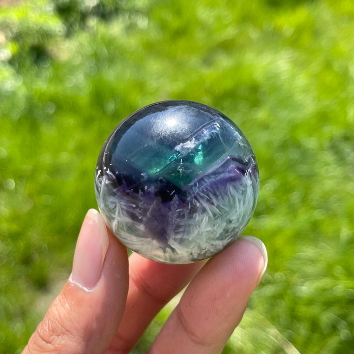 Natural Crystal Ethereal Feather Fluorite Sphere