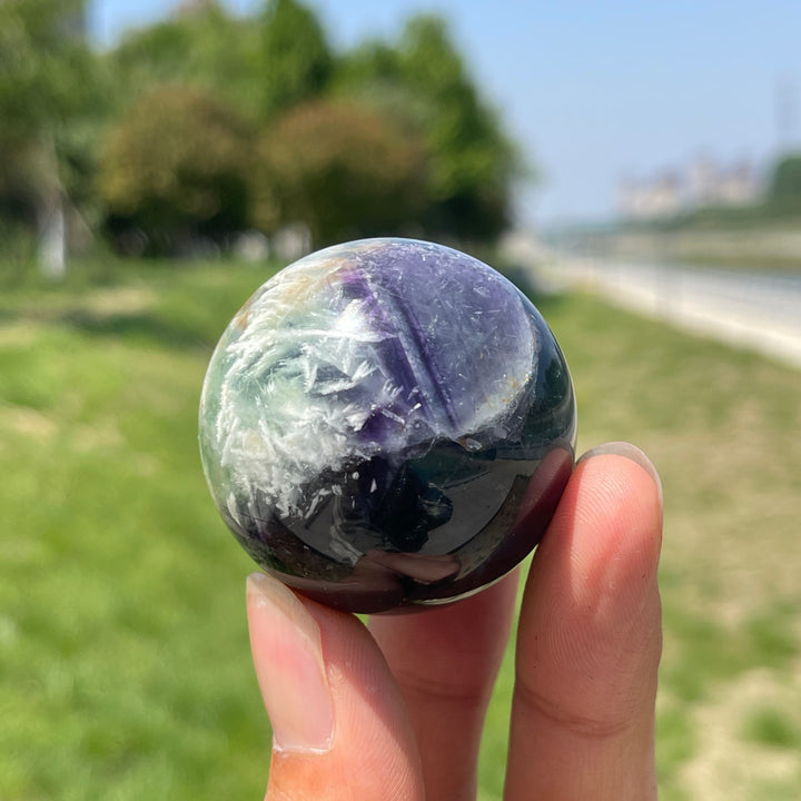 Natural Crystal Ethereal Feather Fluorite Sphere
