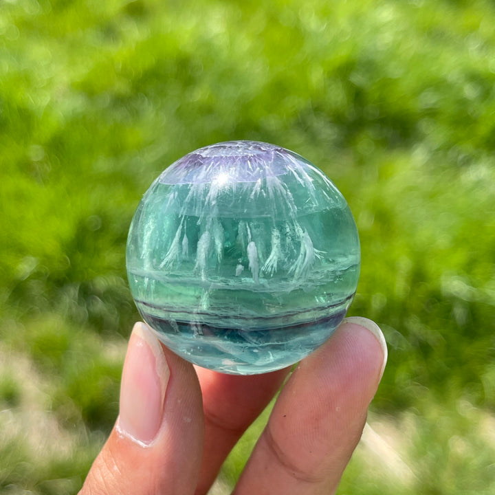 Natural Crystal Ethereal Feather Fluorite Sphere