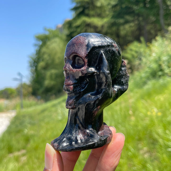 Natural Crystal Hand-Held Skull Carving