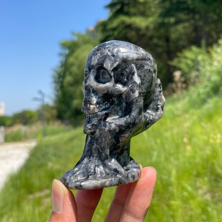 Natural Crystal Hand-Held Skull Carving