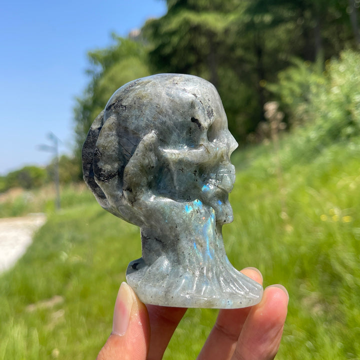 Natural Crystal Hand-Held Skull Carving