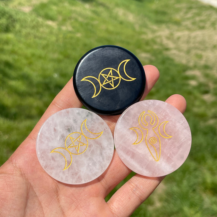 Natural Crystal Triple Moon Disc