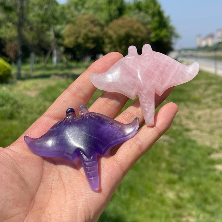 Natural Crystal Manta Ray Carving
