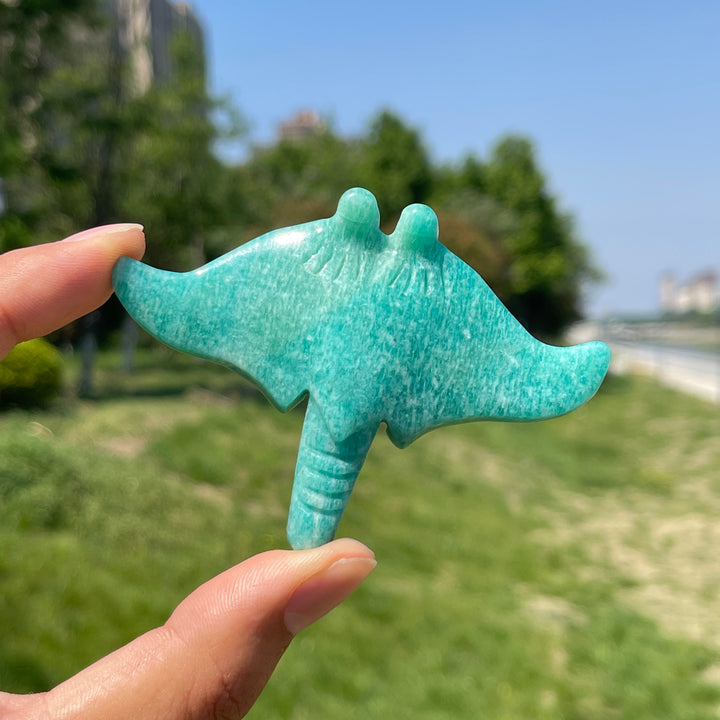 Natural Crystal Manta Ray Carving
