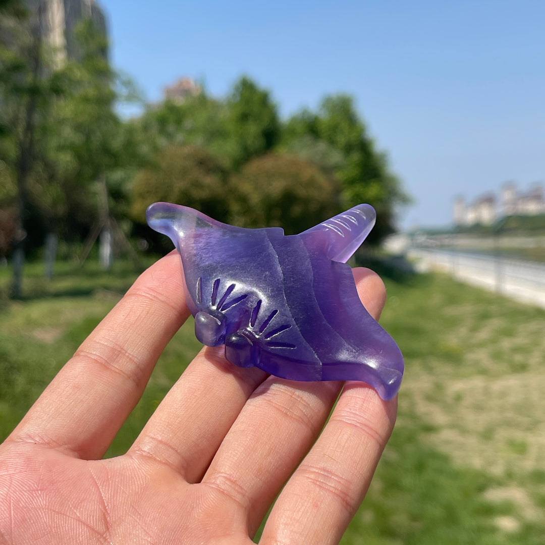 Natural Crystal Manta Ray Carving