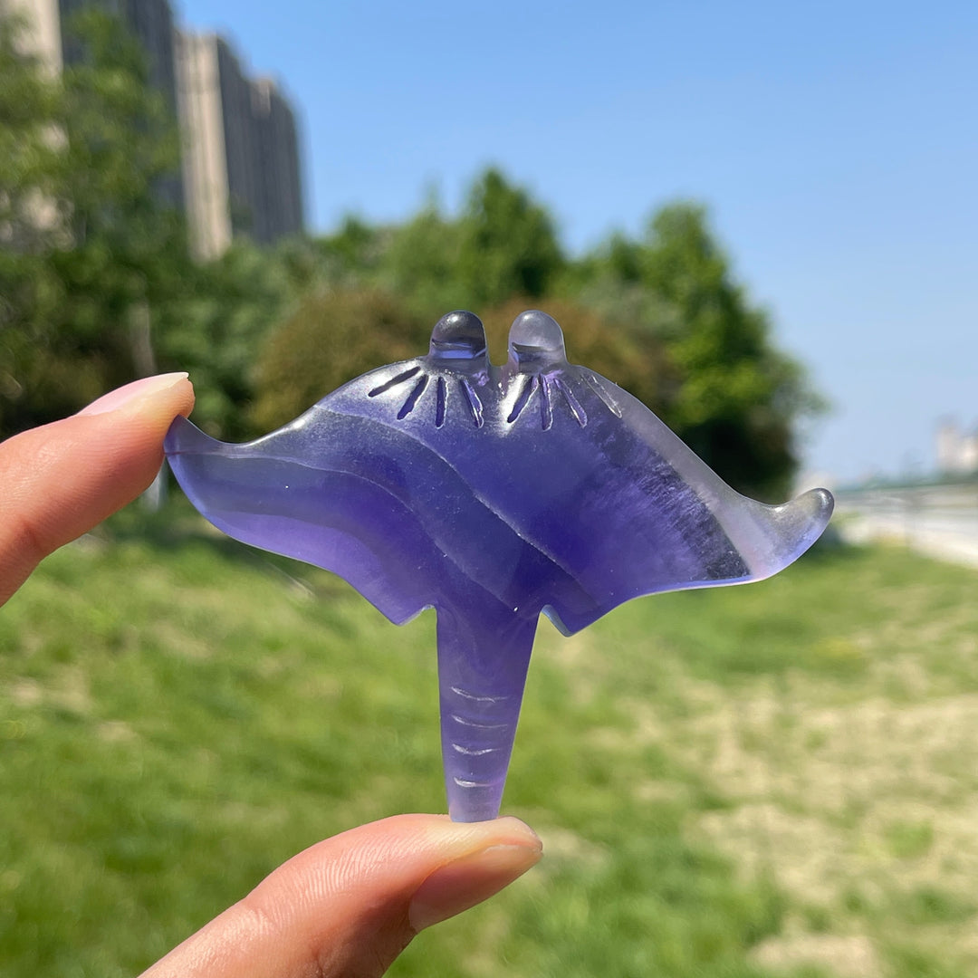 Natural Crystal Manta Ray Carving